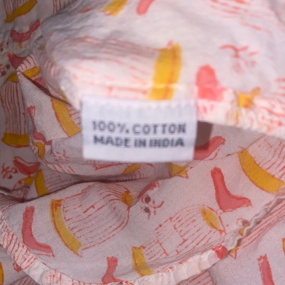 Roberta Roller Rabbit Cotton white w/ Pink & Orange bird/birdcage L/S dress sz 6 - Picture 8 of 10